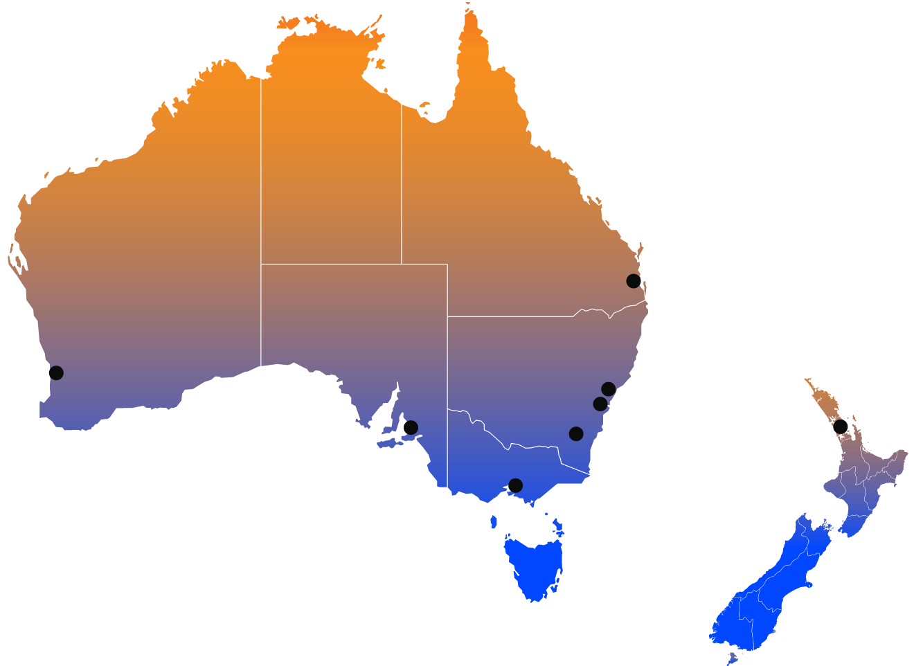 LocaliQ Australian and New Zealand office locations map
