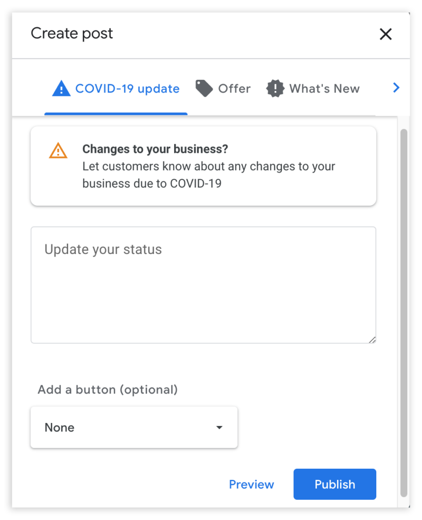 Create COVID-19 Google My Business Post