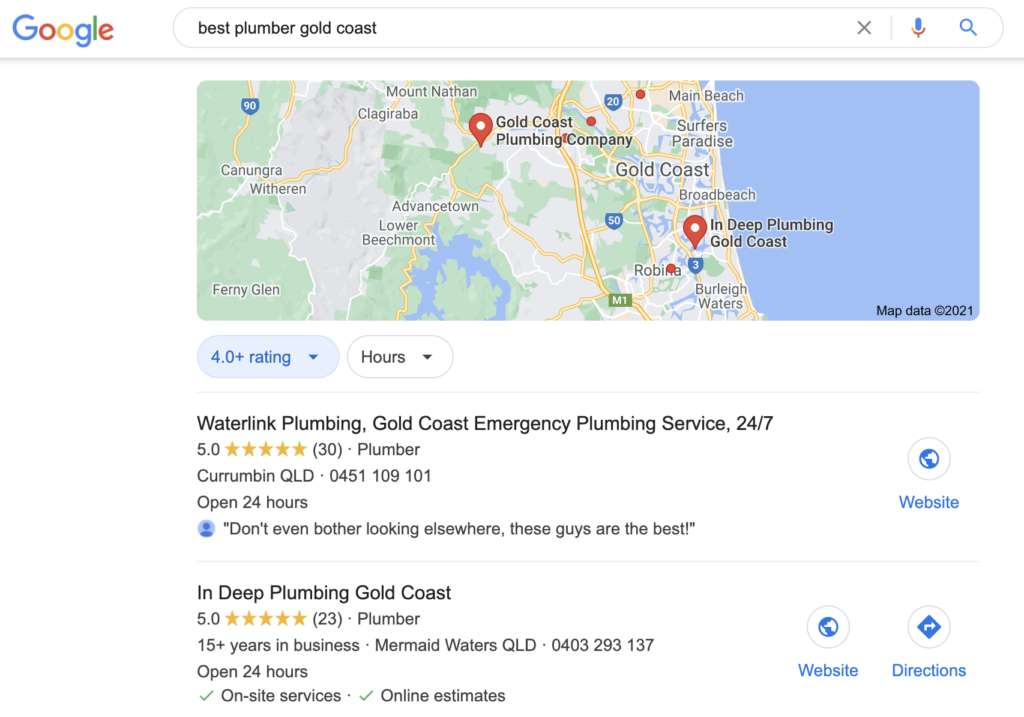 Searches containing ‘best’ often serve results sorted by rating.